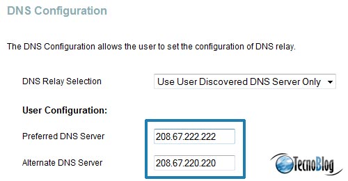 Configurando a OpenDNS no modem D-Link G624T