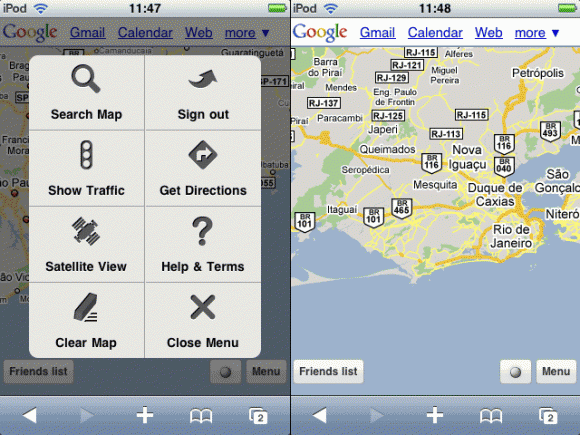 Google Latitude para iPhone OS: deserto por enquanto. (Reprodução)