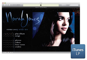 iTunes LP: com fotos e letras de músicas.