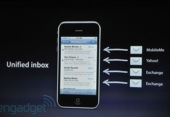 Novidades do Mail.app no iPhone OS 4. (Reprodução/Engadget)