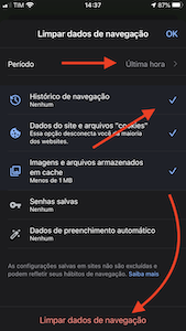 limpar histórico de navegação do chrome no iphone