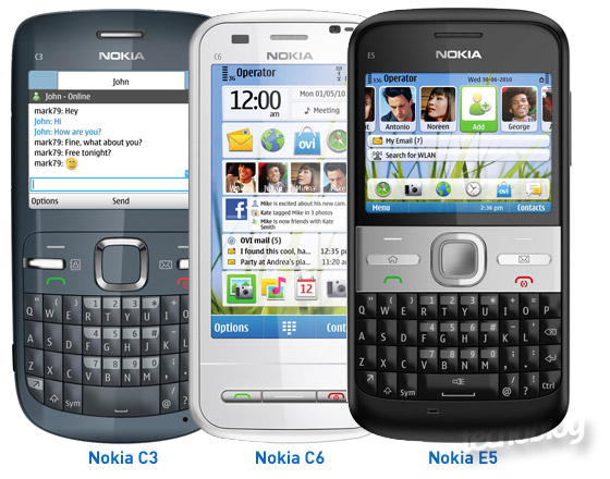 Nokia C3, Nokia C6 e Nokia E5 são apresentados