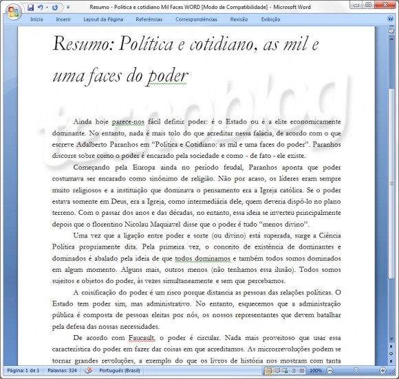 Documento do Word a ser convertido para PDF.