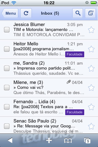 Gmail no iPod Touch.