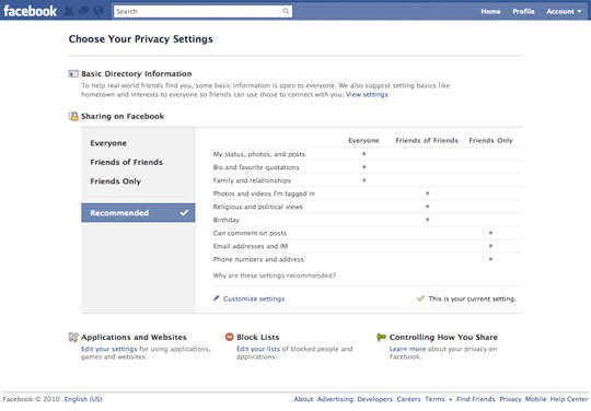 Facebook refaz ajustes de privacidade