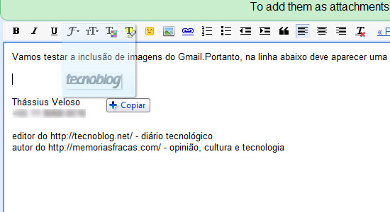 Arrastar e soltar imagens para dentro do Gmail: check.