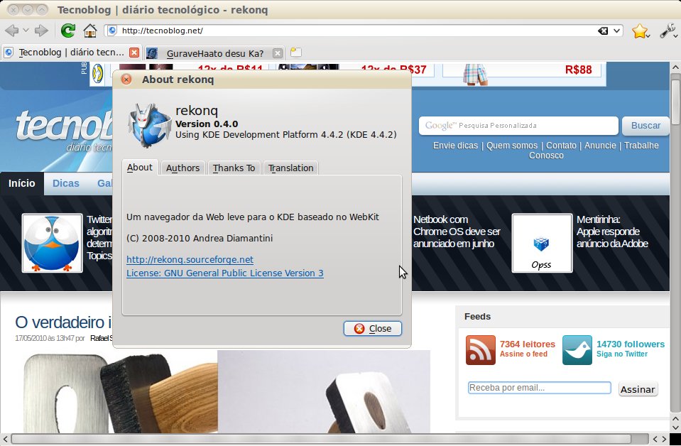 Rekonq será o navegador padrão do Kubuntu 10.10