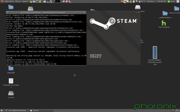 Janela de render do Steam no Linux. Clique para ampliar.