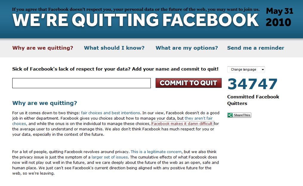 Apenas 34 mil participam do “dia de deixar o Facebook”