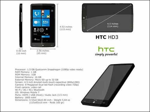 Especificações do HTC HD3 com Windows Phone 7 vazam na web [atualizado]
