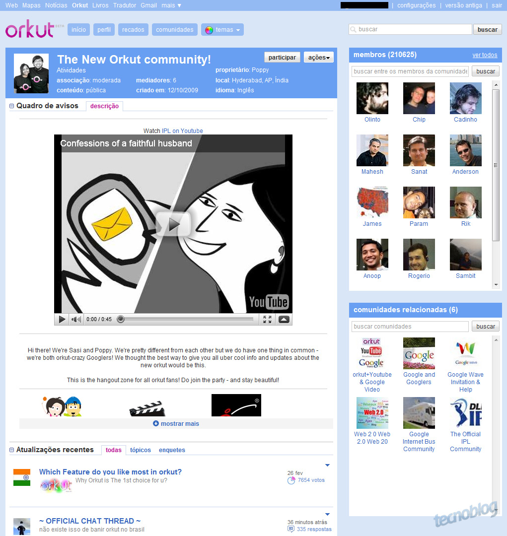 Conheça a nova aparência das comunidades do Orkut