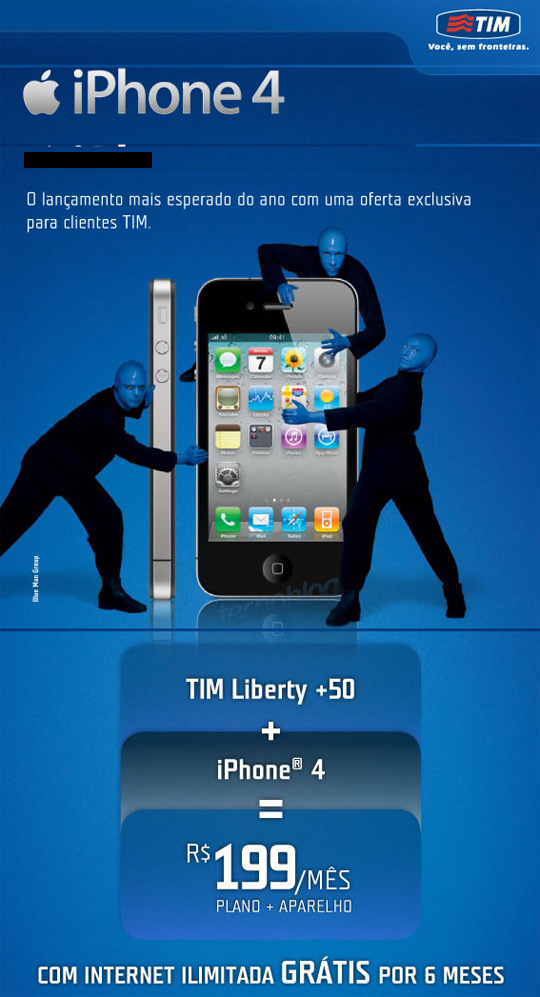 Preço do iPhone 4 na TIM: R$ 1.800