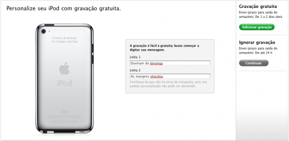 Apple Brasil começa a vender iPod Touch novo com direito a mensagem gravada a laser