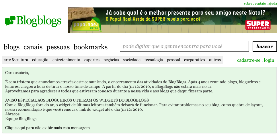 Agregador brasileiro de blogs BlogBlogs vai fechar as portas