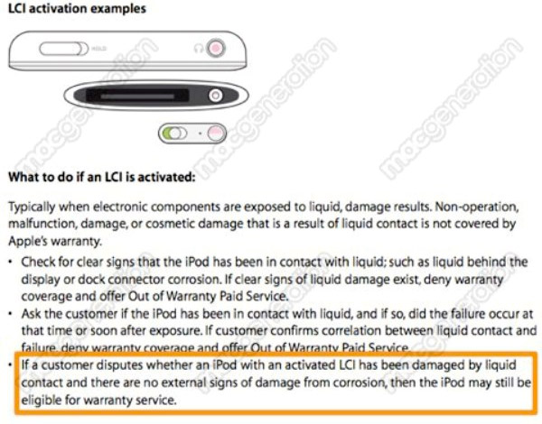 Apple muda termos de garantia para iPods molhados