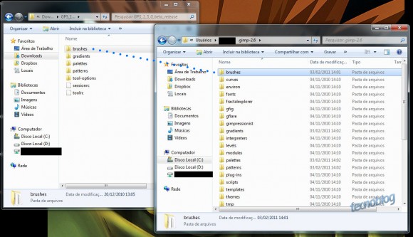 Captura de tela do Windows Explorer (Windows 7)