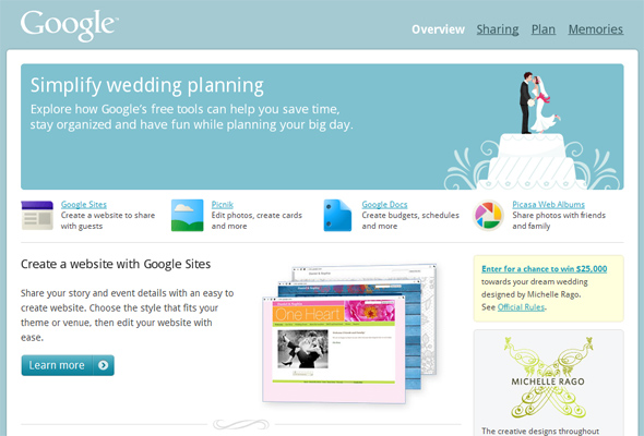 Página inicial do Google Wedding