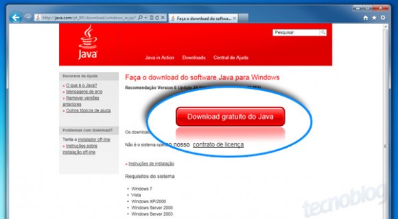 baixar e instalar java