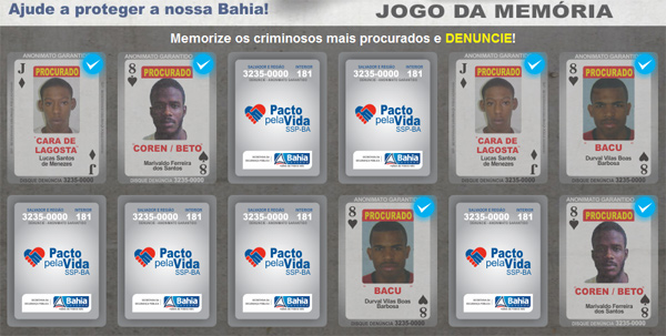 Governo da Bahia lança game virtual com os bandidos mais procurados