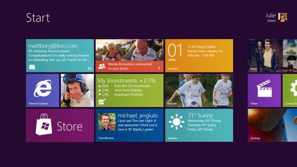 Microsoft revela tela inicial do Windows 8