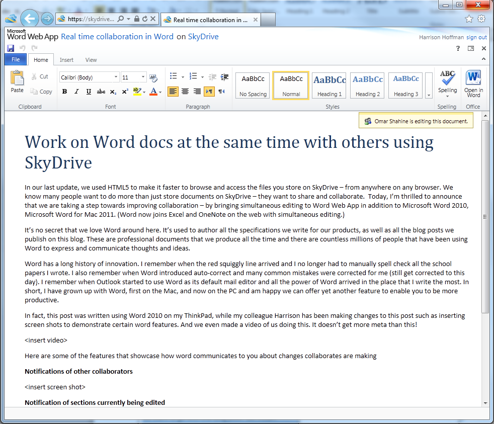 Microsoft adiciona colaboração ao Word Web App