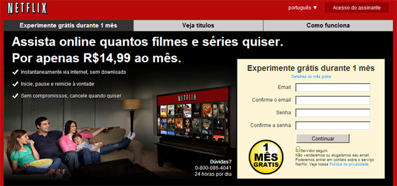 Netflix estreia no Brasil com plano de R$ 15 ao mês