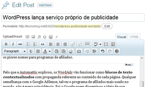 WordPress lança serviço próprio de publicidade