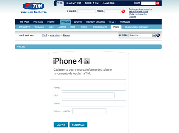 iPhone 4S: TIM inicia vendas em 16 de dezembro