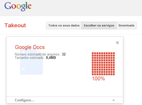 Google Docs exporta documentos em massa para arquivo zip