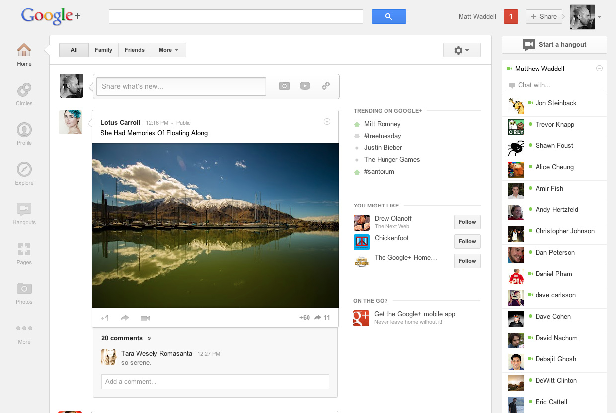 Google+ ganha nova interface