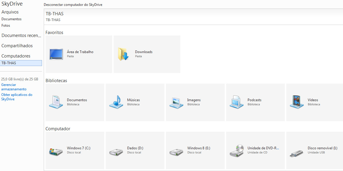 SkyDrive permite acessar arquivos do seu computador pela web