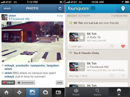 Facebook unifica curtidas do Instagram e Foursquare