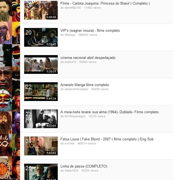 Canal no YouTube monta acervo (ilegal) de filmes brasileiros completos e raros