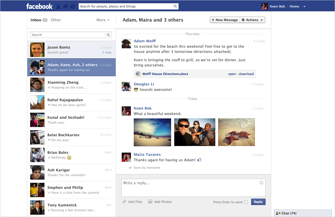 Saiba como ficou o novo layout da inbox do Facebook