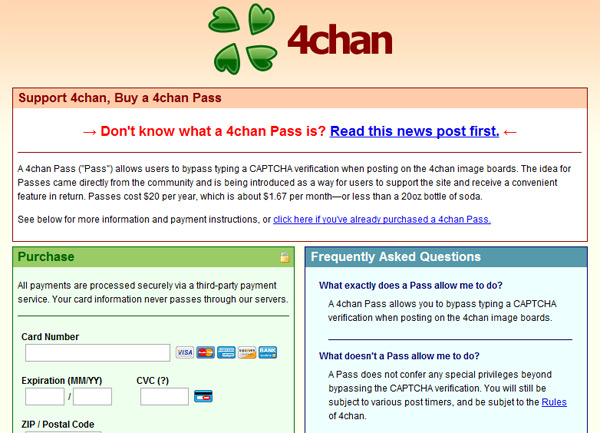 4chan começa a vender assinatura anual aos usuários