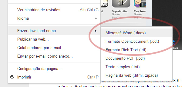 Google Drive não exporta mais documentos para formato tradicional do Office