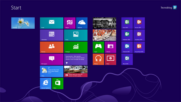 Tela inicial em Metro UI do Windows 8