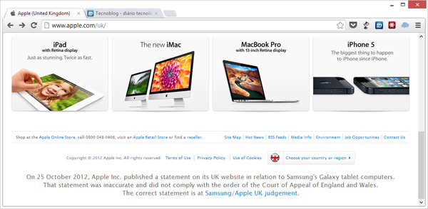 Apple publica novo pedido de desculpas em site britânico
