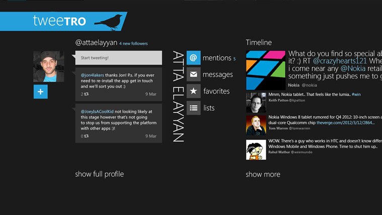 Tweetro para Windows 8 deixa de aceitar novas contas após atingir limite do Twitter
