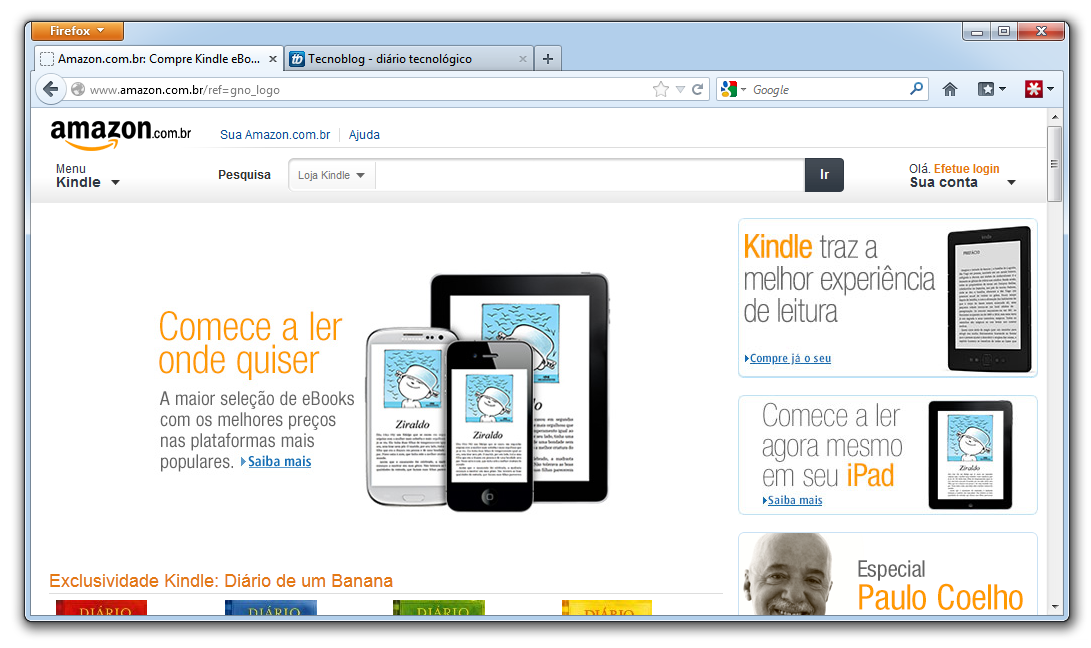 Amazon brasileira está no ar com Kindle por R$ 299