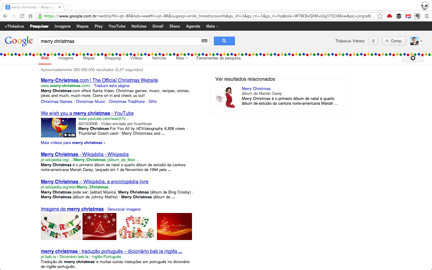 Já é Natal nas buscas do Google