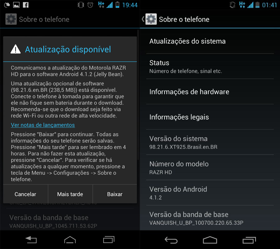 Motorola atualiza RAZR HD para Android 4.1