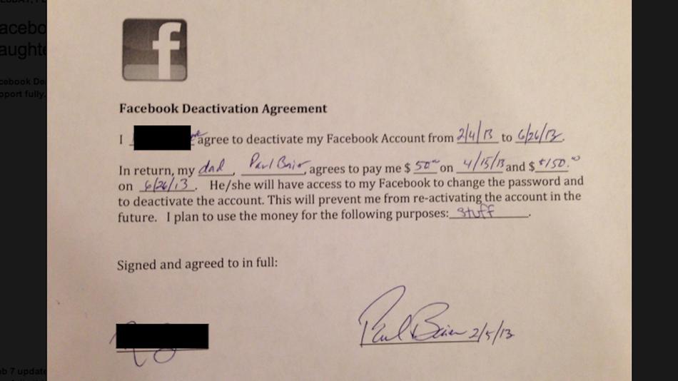 Pai paga 200 dólares para a filha sair do Facebook por 5 meses