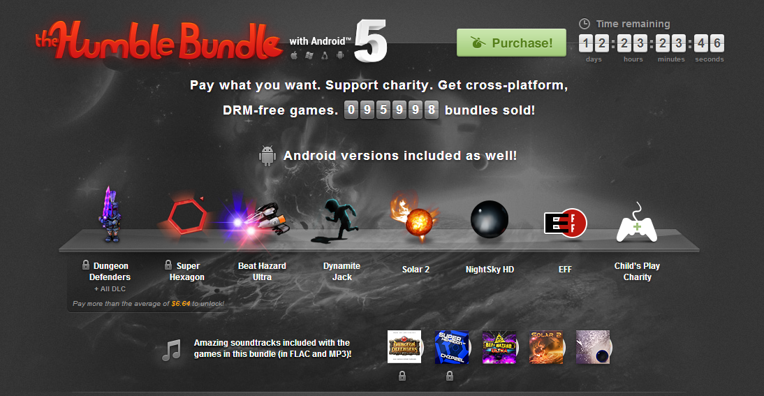 Humble Bundle with Android 5 oferece seis jogos para diversas plataformas por um preço camarada