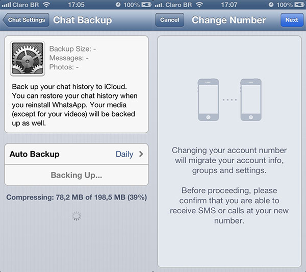WhatsApp para iOS traz backup de conversas e permite alterar seu número
