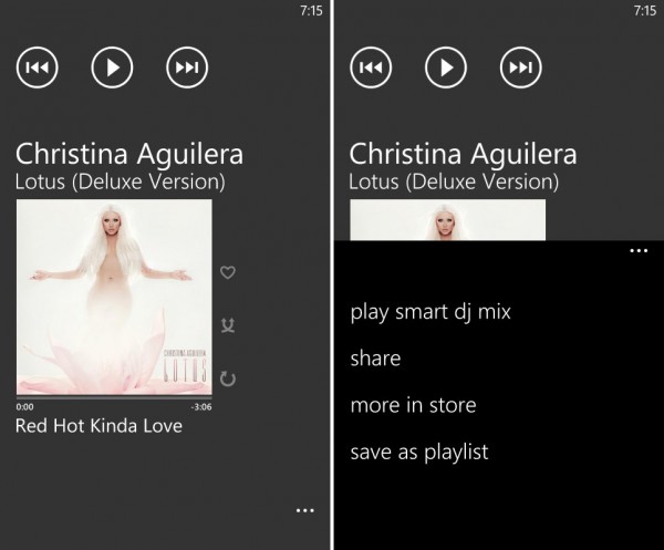 screenshot music lumia 625