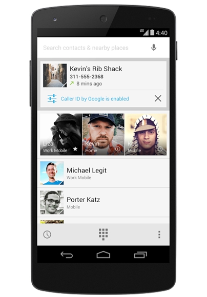 App de chamadas do Android 4.4 KitKat
