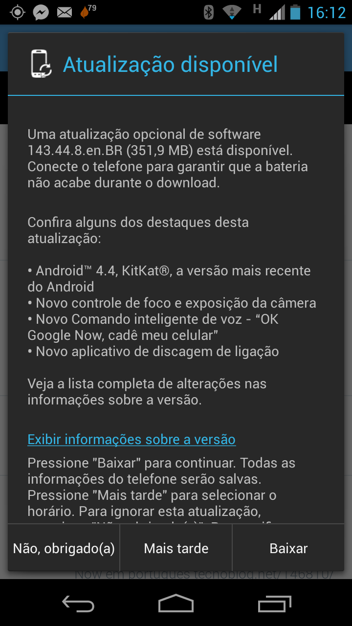 Moto X começa a receber atualização para o Android 4.4 KitKat no Brasil
