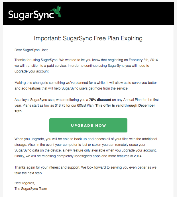 SugarSync deixa de oferecer plano gratuito