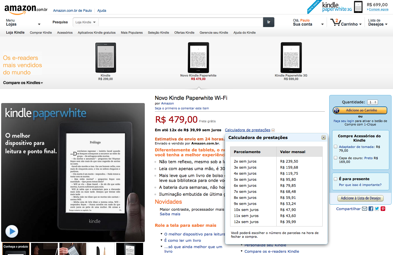 Amazon inicia venda de produtos físicos no Brasil, começando pelo Kindle